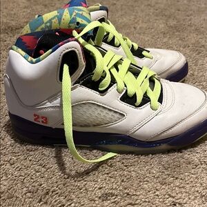 Jordan Bel airs White and Purple Sneakers with Signature Design